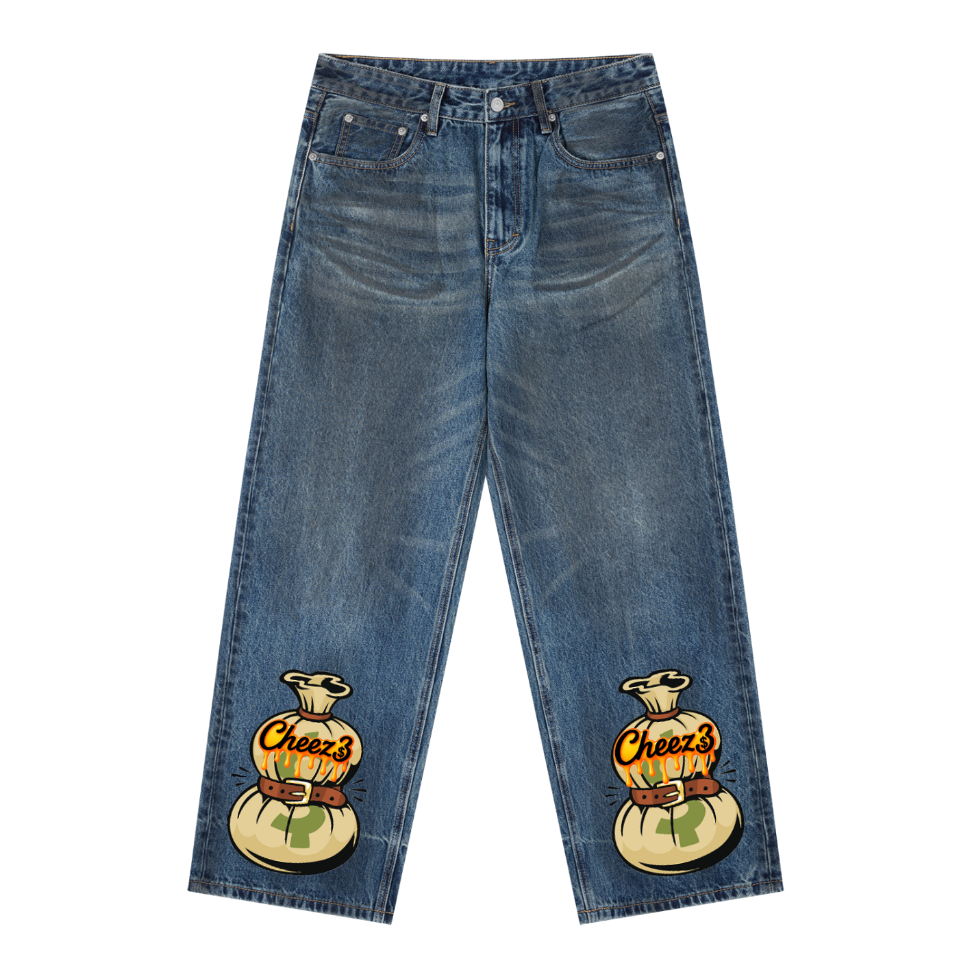 Cheez3 Vintage Wash Baggy Denim Jeans