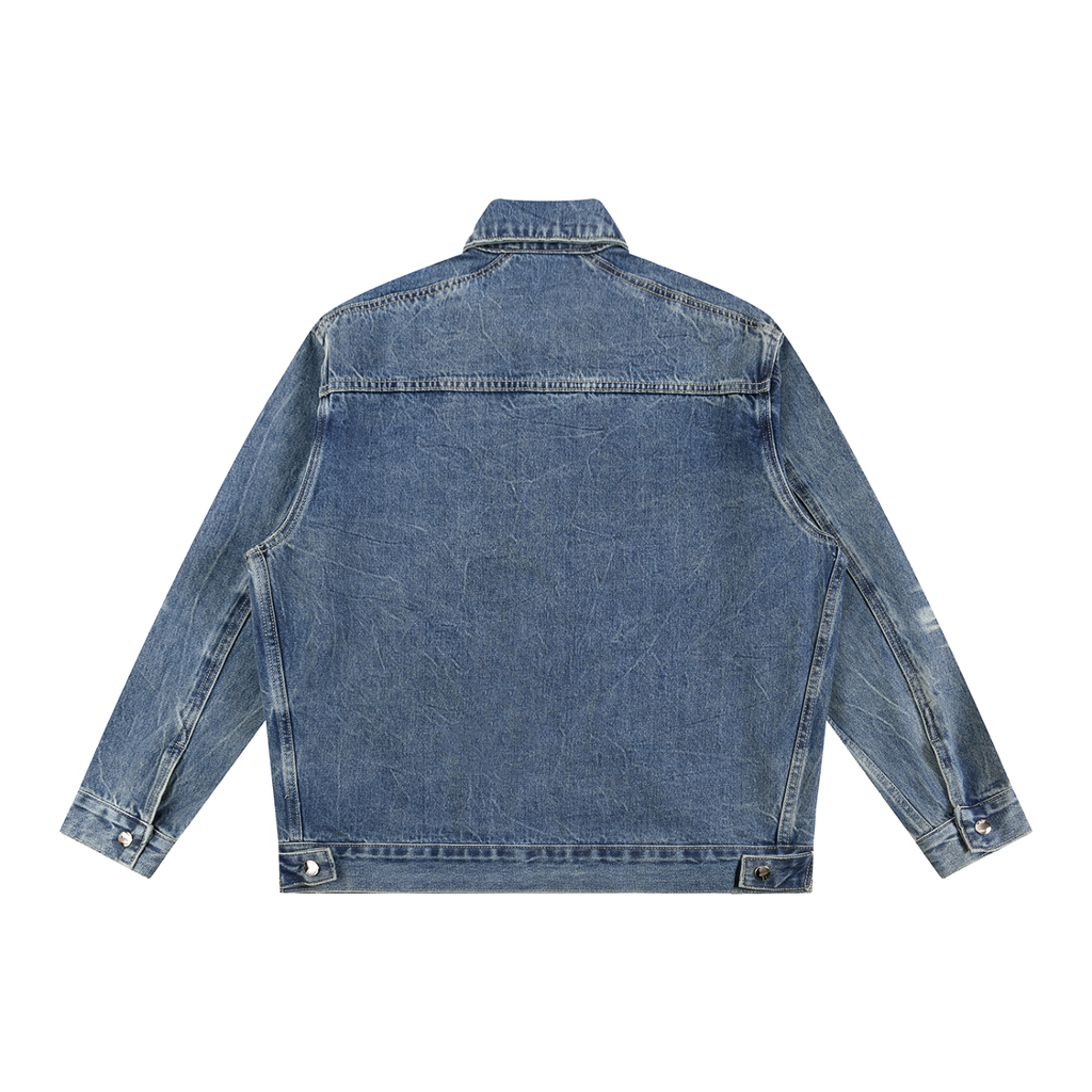 Cheez3 Vintage Wash Zip Up Denim Jacket
