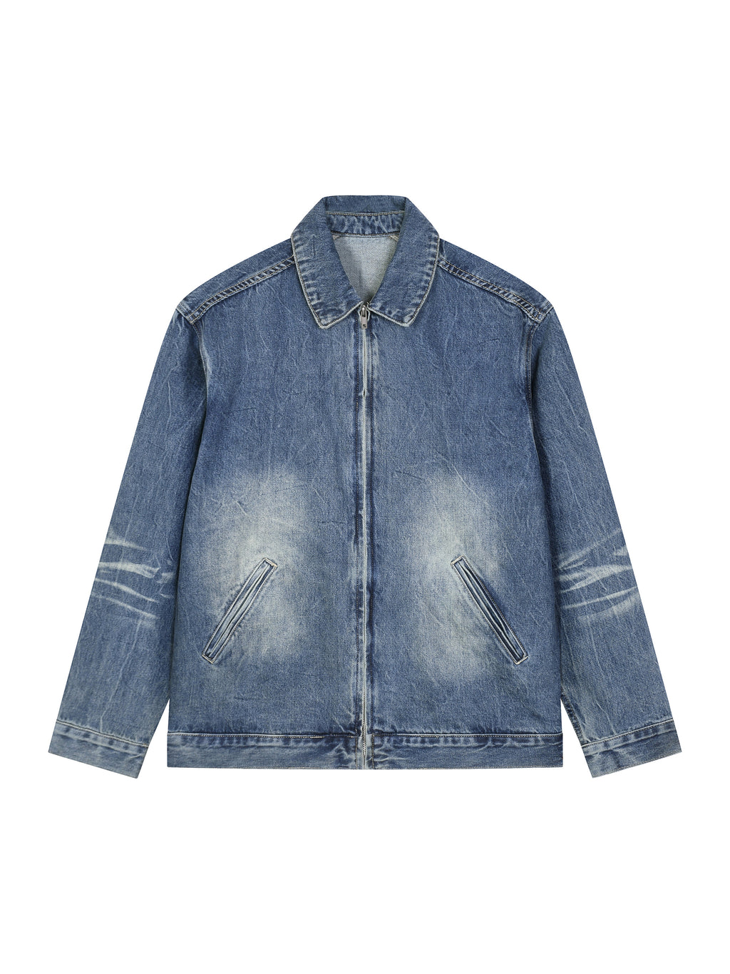 Cheez3 Vintage Wash Zip Up Denim Jacket