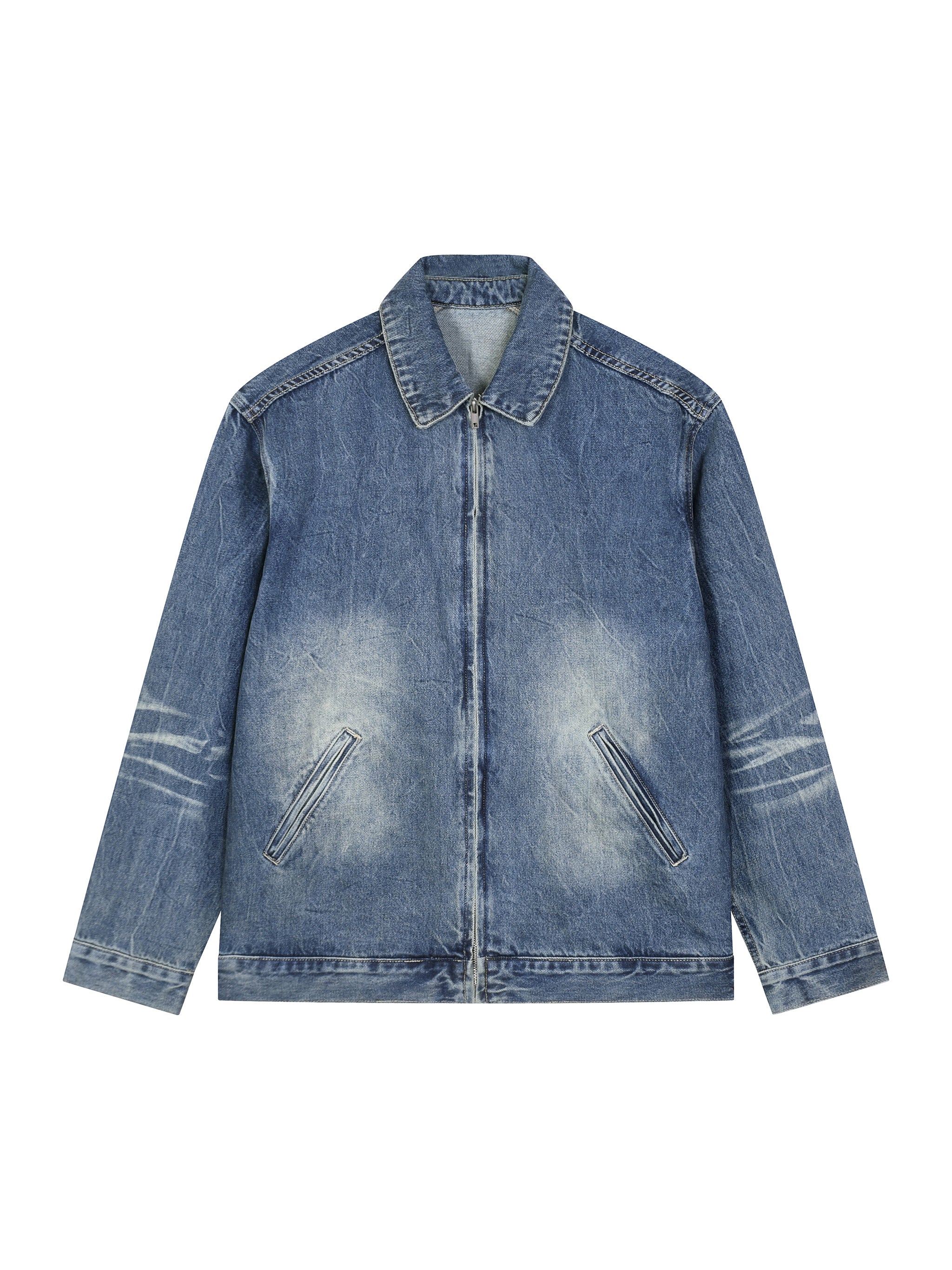 Cheez3 Vintage Wash Zip Up Denim Jacket