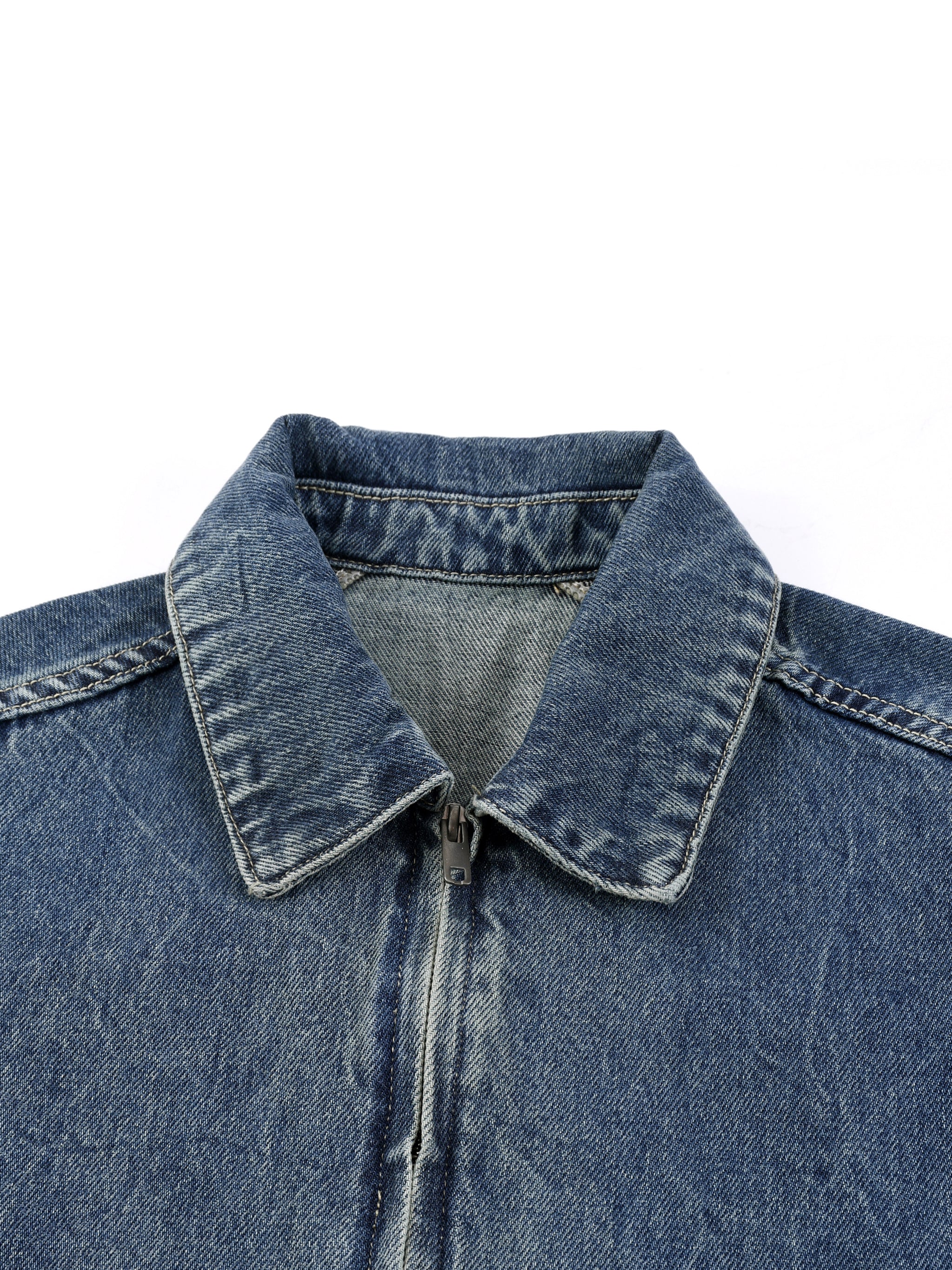 Cheez3 Vintage Wash Zip Up Denim Jacket
