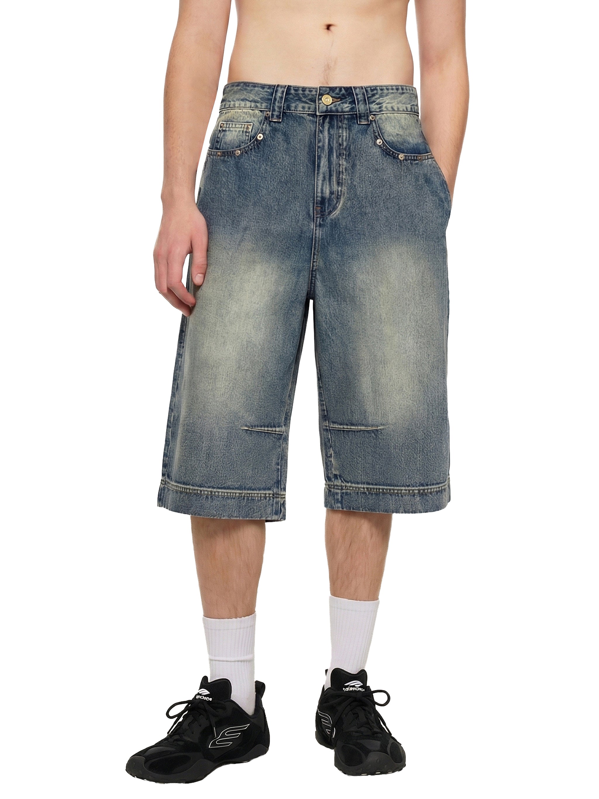 Cheez3 Vintage Wash Baggy Denim Shorts